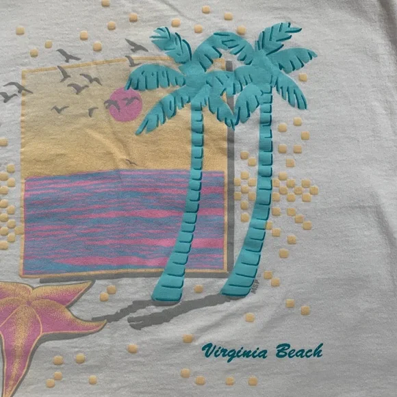 EUC Vintage Anvil Virginia Beach Cropped T One Size - Picture 4 of 5